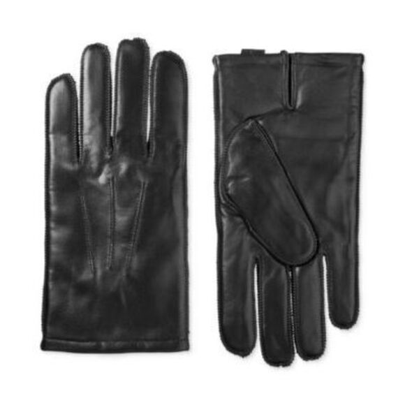 Isotoner Signature Black Men's Genuine Leather Touchscreen Gloves M